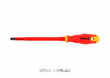 Викрутка плоска діелектрична ізольована YATO : шліц SL8 x 175 мм. VDE до 1000V [12/120]