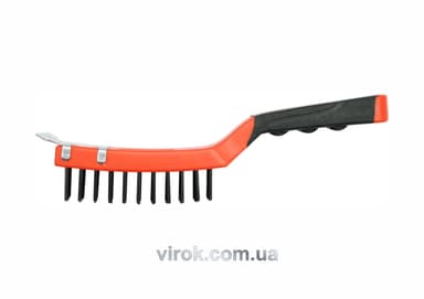 Щітка дротяна сталева з носиком YATO : 4- рядна, L= 200 мм з пластмасовою ручкою [12/72]