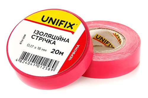 Ізоляційна стрiчка червона 0.17х18мм 25м (пачка, кратно 10шт) UNIFIX