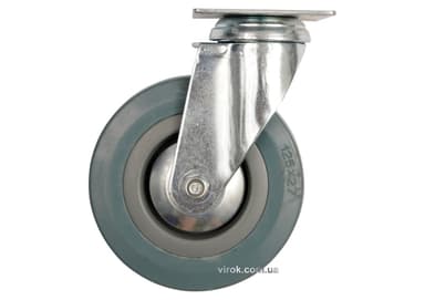 Колесо до візка Ø= 75 мм, b= 21мм VOREL; сіра гума, з обертовою опорою; h=104мм, навантаж.-30кг [52]