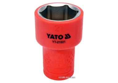 Головка торц. діелектр. 6-гранна YATO : квадрат 3/8", М= 21 мм, L= 45/28 мм,VDE корпус до 1000V (DW)