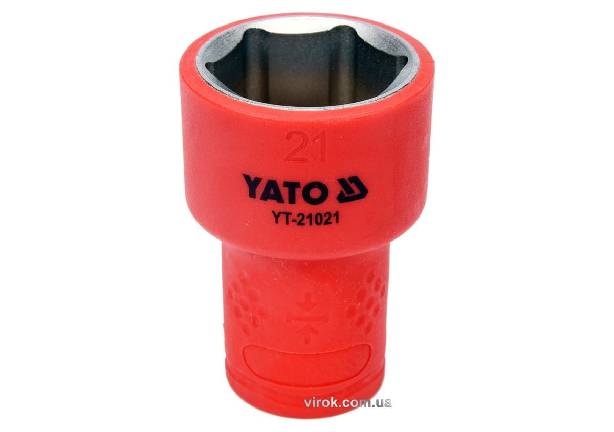 Головка торц. діелектр. 6-гранна YATO : квадрат 3/8", М= 21 мм, L= 45/28 мм,VDE корпус до 1000V (DW)
