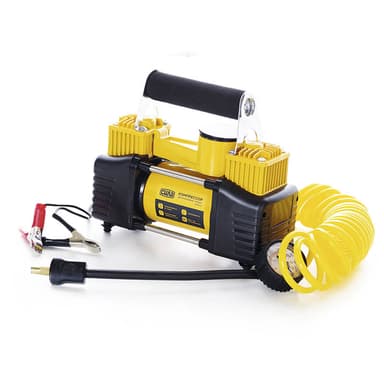 СИЛА Компресор автомобільний двухпоршневий ДАБЛ 85 л / хв 10 Атм (Кручений шланг, клеми АКБ)