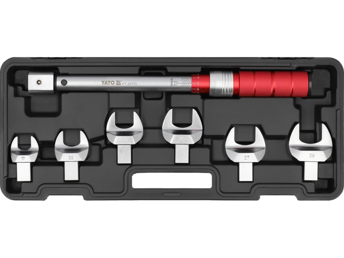 Ключ динамометричний YATO з 6 ріжковими вставками М17-М29, F= 10- 100 Нм для кондиціонерних систем