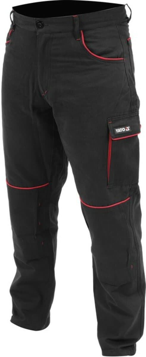 Штани робочі COMFY YATO розмір S, чорно-червоні, 7 кишень, 100% бавовна [10]