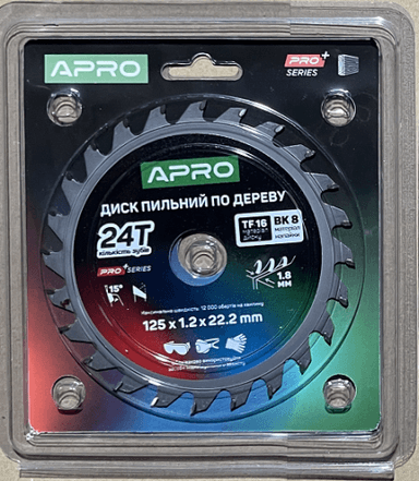 Диск пильний по дереву 125х22.2мм 24Т APRO PRO