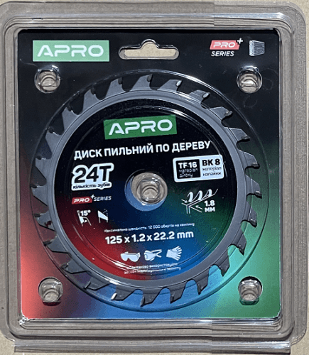 Диск пильний по дереву 125х22.2мм 24Т APRO PRO