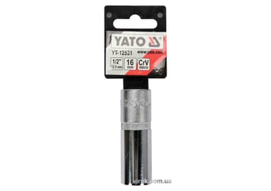 Головка торцева до "свічок" двигуна YATO : квадрат- 1/2", М16, CrV [Блістер] [10/160]