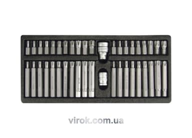 Набір насадок викруткових YATO : "RIBE","TORXT-T", адаптери (1/2",3/8"). металевий кейс] 42 шт. [10]
