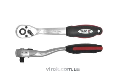Тріщатка YATO : квадрат 1/2", L= 250 мм, 72T, вигнута ручка [6/24]