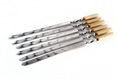 Шампур для люля-кебаб з дерев'яною ручкою, з нержавіючої сталі 640х20х3мм СИЛА