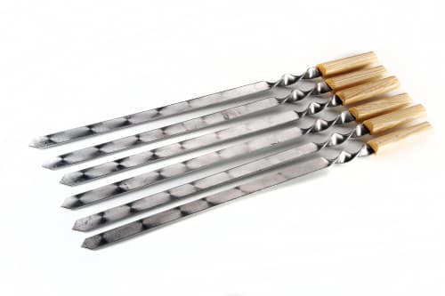 Шампур для люля-кебаб з дерев'яною ручкою, з нержавіючої сталі 640х20х3мм СИЛА