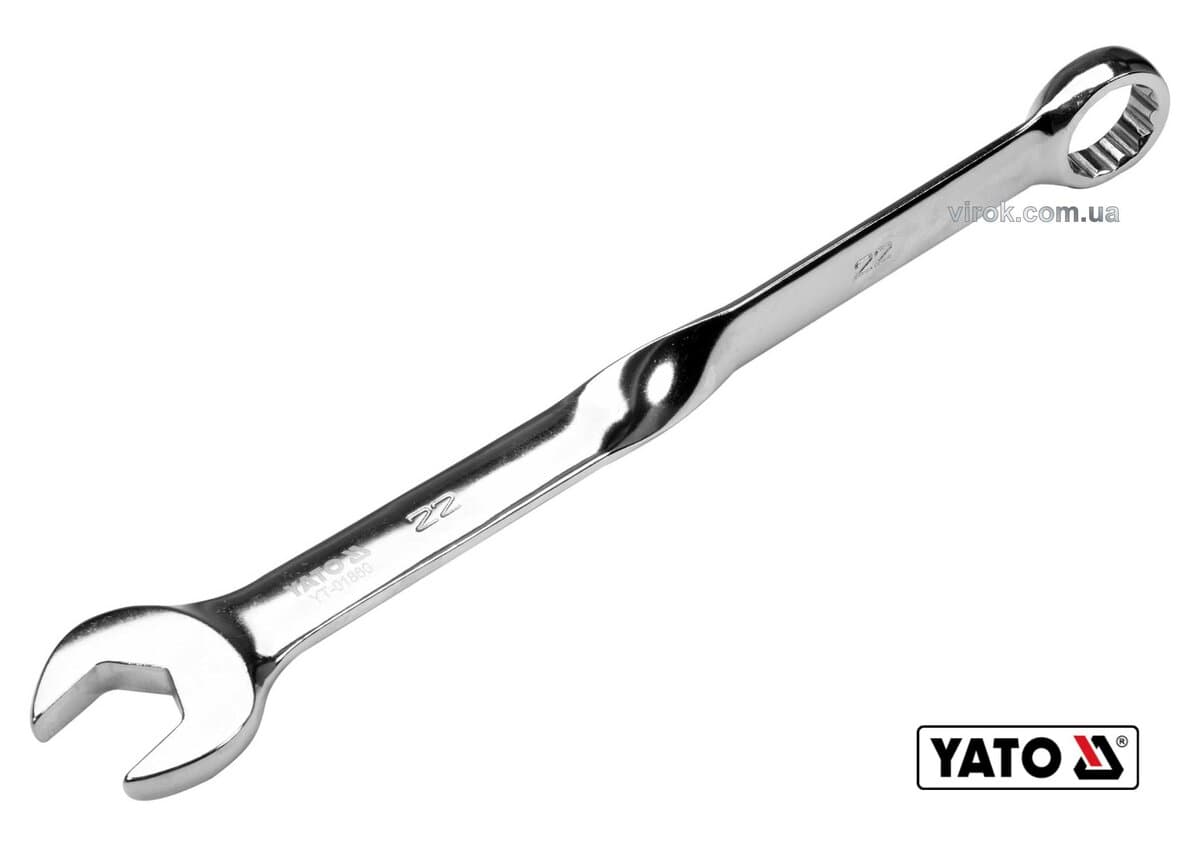 Ключ ріжково-накидний, кручений 90° YATO : М= 22 x 305 мм, Cr-V(DW)