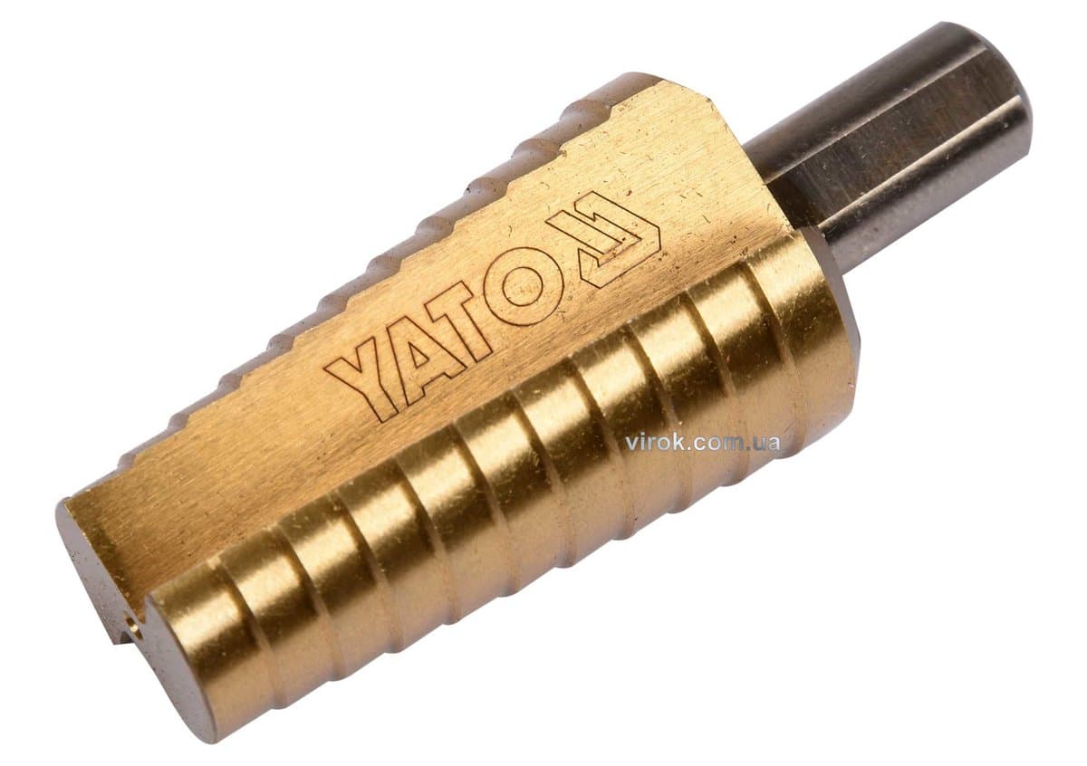 Свердло конічне ступінчасте титанове по металу YATO : Ø= 20-30 мм, HSS 4241, L= 75/54 мм [12/96]