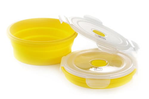 Ланчбокс складаний з кришкою-засувкою круглий жовтий 600мл СИЛА