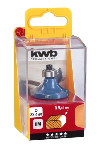 Фреза зкруглююча з опорним підшипником 32 мм, R9.52, KWB (756420)