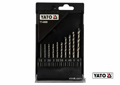 Набір свердл по металу YATO: HSS6542, Ø=1.5-6мм,HEX-1/4",для нерж.,конструкт.сталі, 10 шт в футлярі