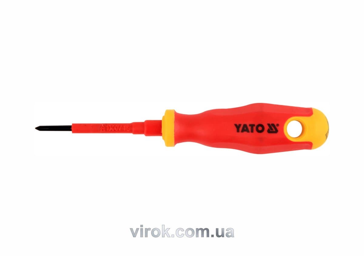 Викрутка хрестова діелектрична ізольована YATO : PH0 x 60 мм. VDE до 1000V [12/120]