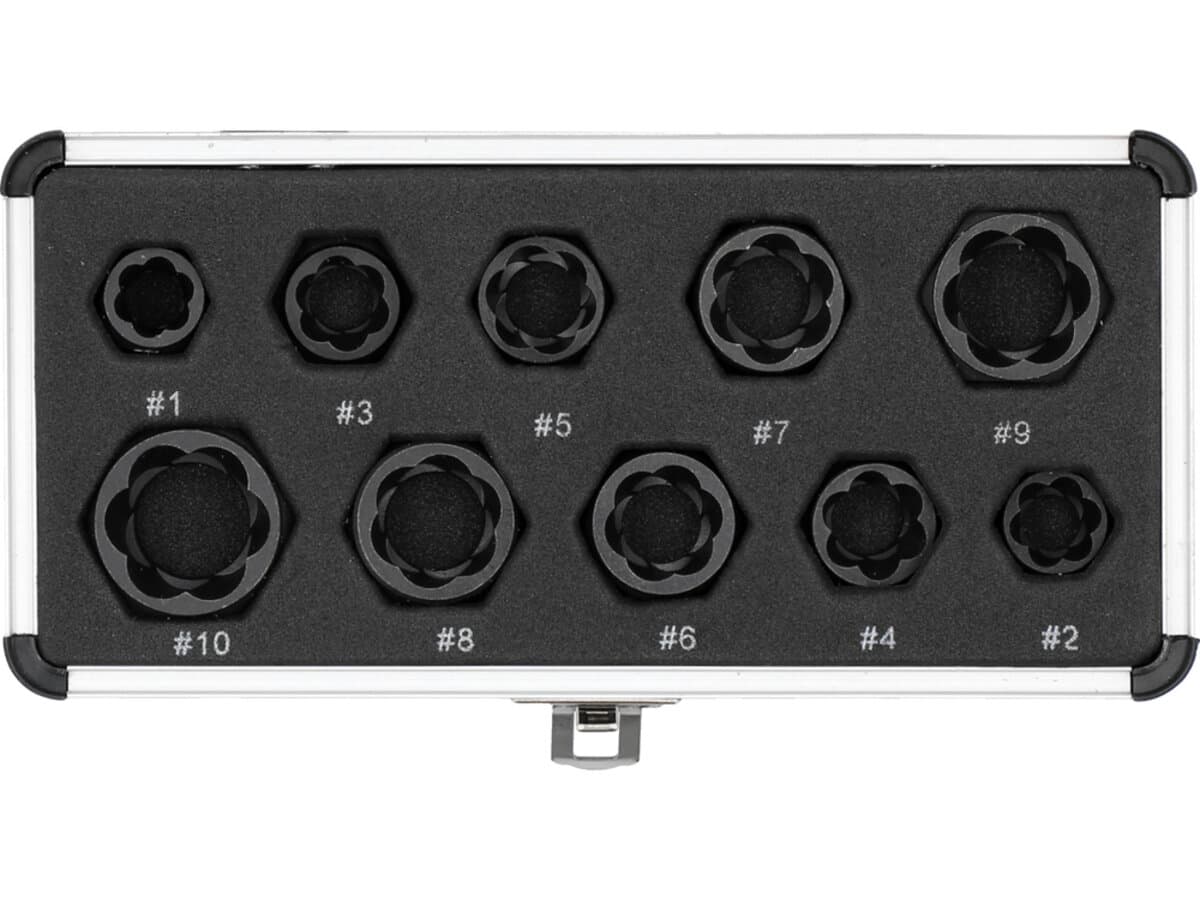 Торцеві головки до пошкоджених болтів і гайок YATO з квадратним приводом, М 9-19мм, компл. 10ел [50]