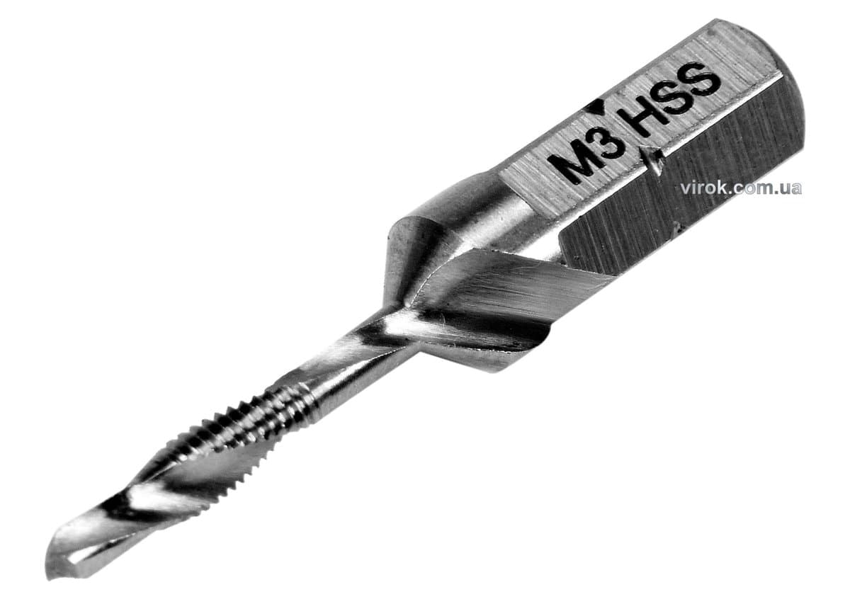 Свердло-мітчик YATO М3 х 0.5 мм, HSS М2, HEX-1/4", l= 36/5 мм [20/200]