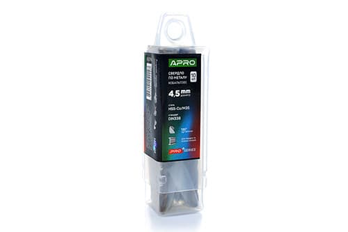 Свердло по металу кобальтове HSS-Co/M35 Ø4.5мм (тубус, кратно 10шт) PRO APRO