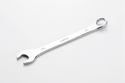 Ключ ріжково-накидний полірований CrV 24мм СИЛА