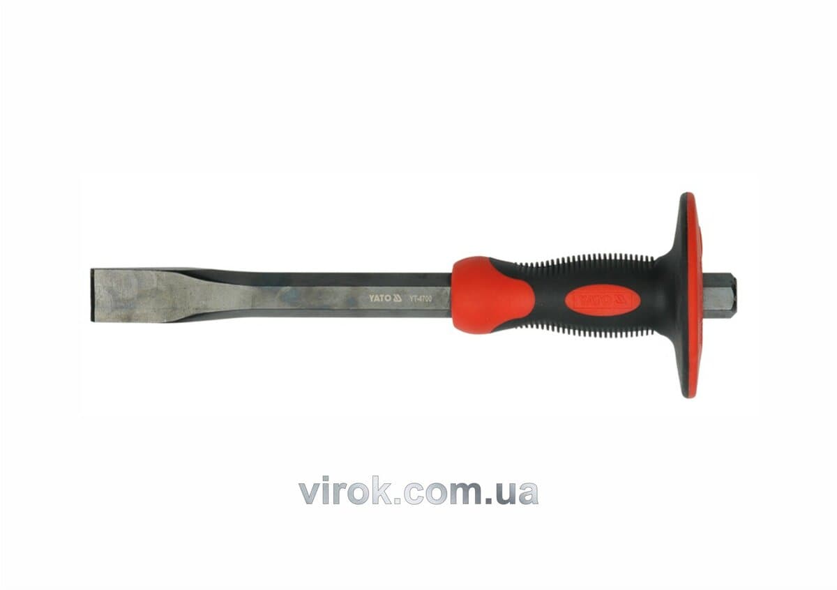 Зубило YATO плоске з захисною ручкою: l= 300 мм, b= 25 мм, Cr-V [4/24]