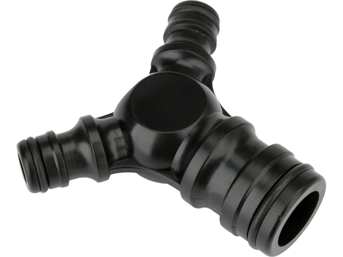 З'єднувач трійник високо пропускний YATO з шланга Ø= 1" до 2-х з Ø= 1/2" з ABS пластика [12/96]