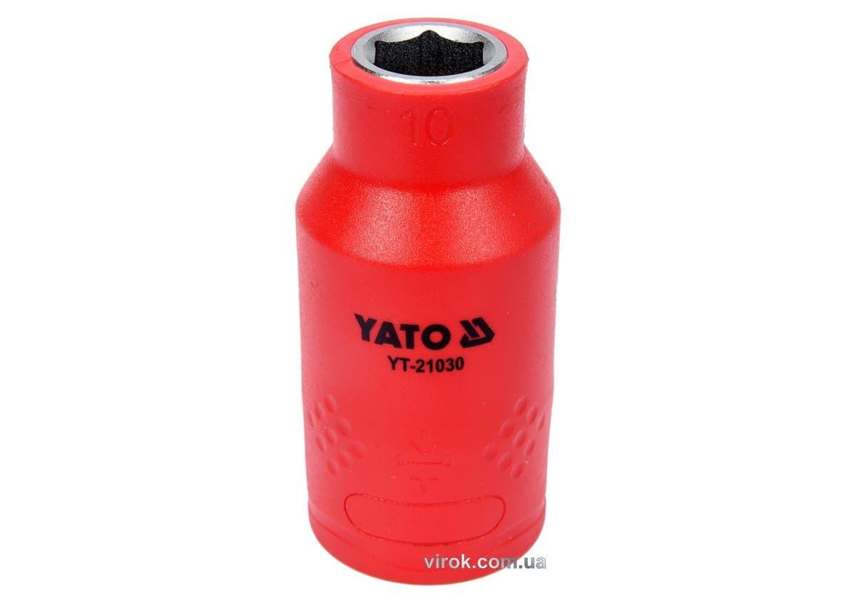 Головка торц. діелектр. 6-гранна YATO : квадрат 1/2", М= 10 мм, L= 55/38 мм,VDE корпус до 1000V (DW)