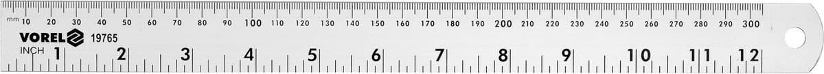 Лінійка алюмінієва VOREL, l= 300 мм, w= 28 мм з дюймовою і метричною шкалами [20/120]