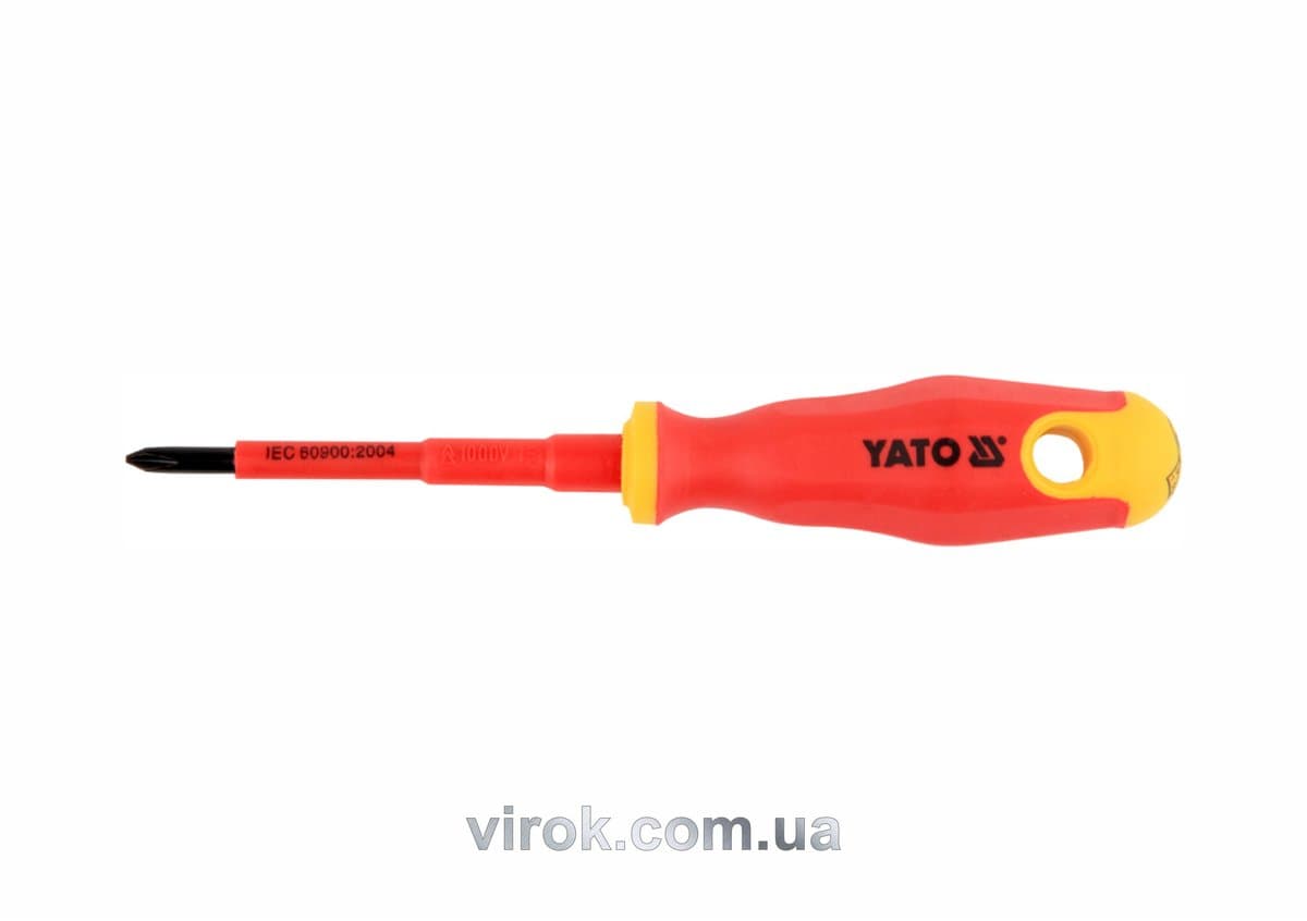 Викрутка хрестова діелектрична ізольована YATO : PH1 x 80 мм. VDE до 1000V [12/120]