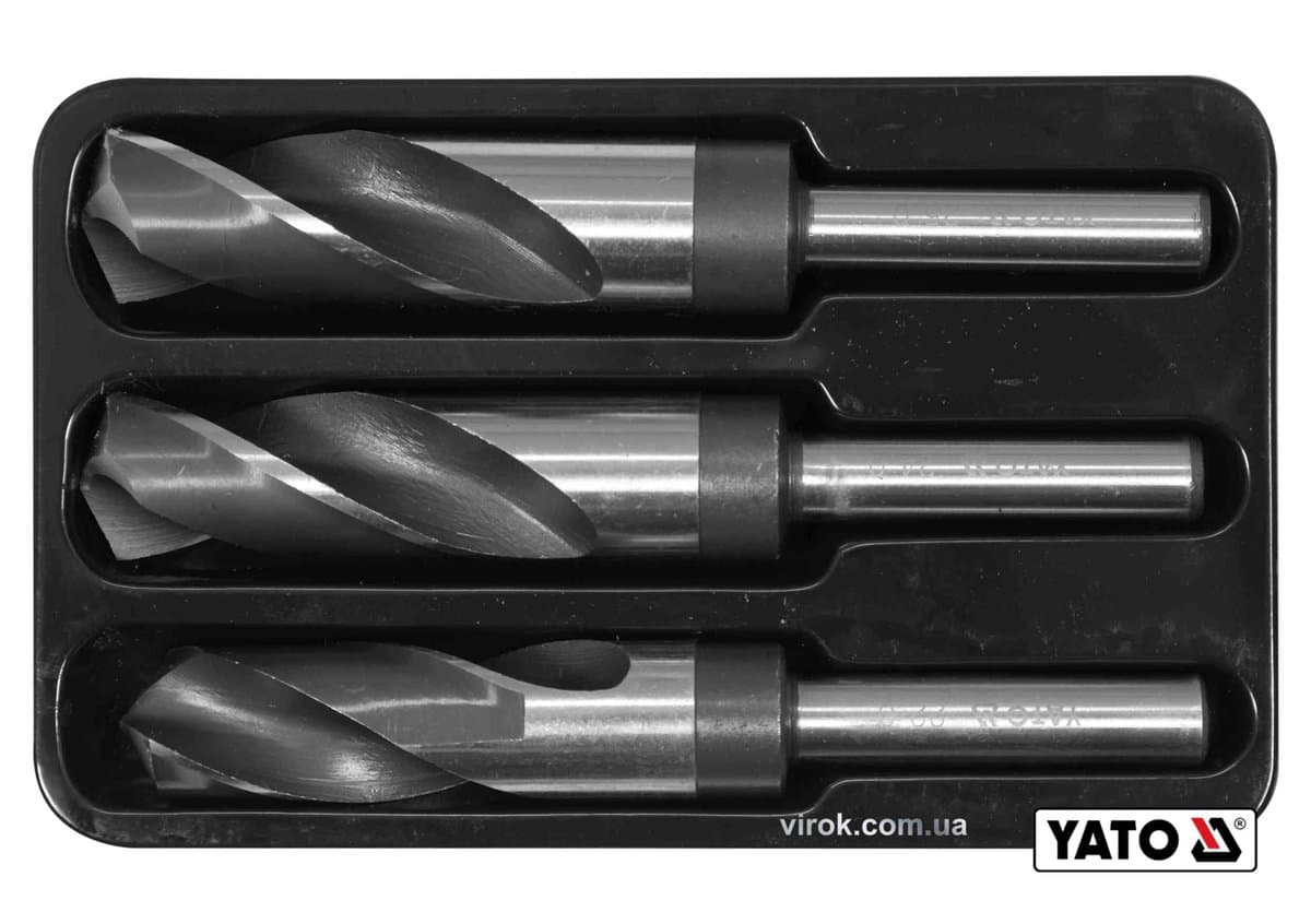 Набір свердл по металу YATO: HSS 4241, Ø22-24-25мм, L=75/150мм, до нержав.і конструкц.сталі, 3шт[10]