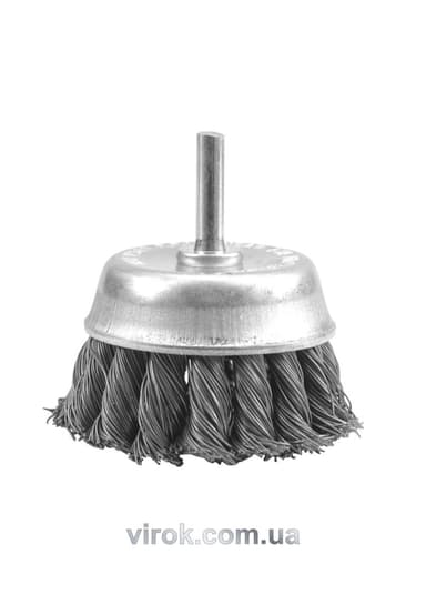 Щітка - крацовка VOREL вита ЧАШКА Ø-75мм стержень [12/96]