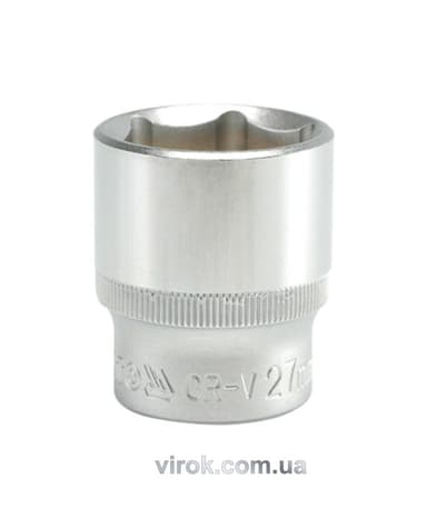 Головка торцева 6-гранна YATO : квадрат 1/2", М= 27 мм, L= 42 мм [12/60/120]