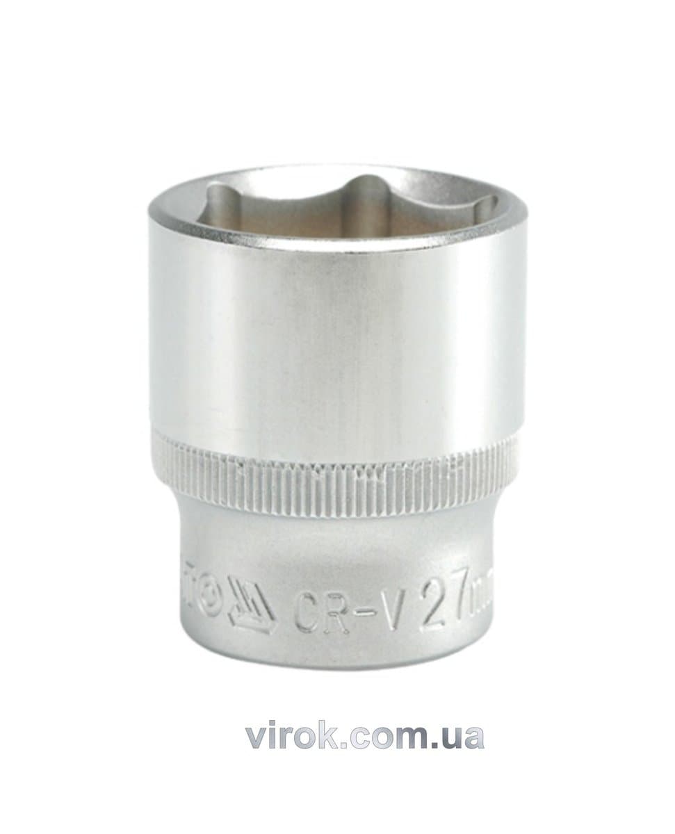 Головка торцева 6-гранна YATO : квадрат 1/2", М= 27 мм, L= 42 мм [12/60/120]