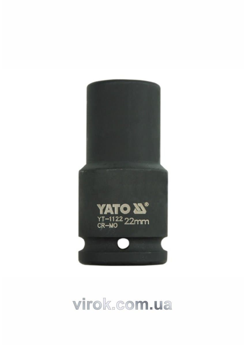 Головка торцева ударна 6-гранна YATO : подовжена, квадрат 3/4", М= 22 мм, L= 90 мм [9/36]