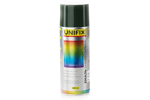 Емаль акрилова універсальна RAL 6005 Темно зелений гл. 400мл UNIFIX