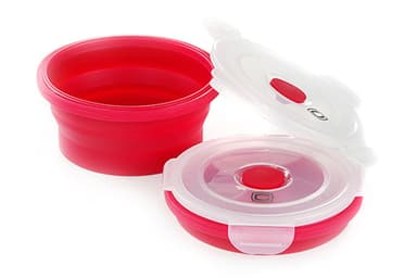 Ланчбокс складаний з кришкою-засувкою круглий червоний 400мл СИЛА