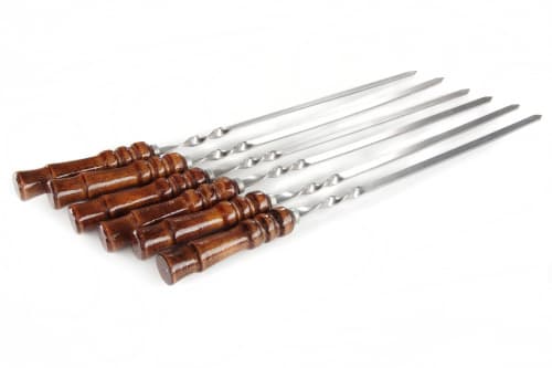 Шампур з дерев'яною лакованою ручкою, з нержавіючої сталі 610х12х3мм СИЛА