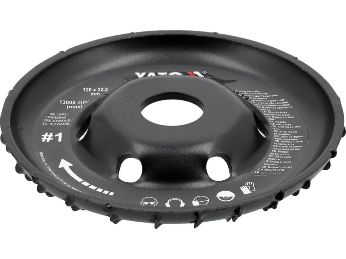 Диск-фреза радіальний до КШМ YATO по дереву, шпаклівці, гіпсу; Ø=120/22.2 мм, t= 16/13мм шорстк №1