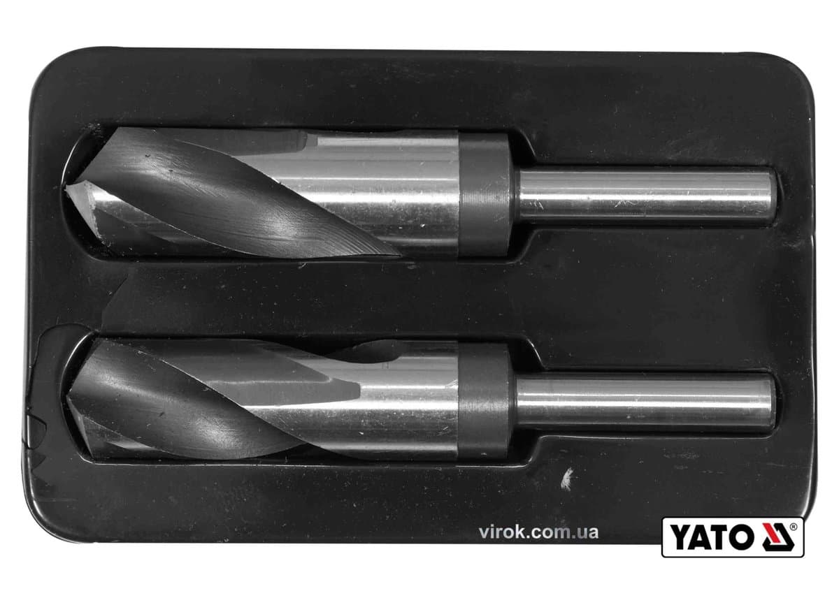 Набір свердл по металу YATO: HSS 4241, Ø26-28мм, L=75/150мм, до нержав. і конструкц.сталі, 2 шт [10]