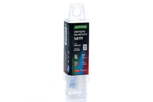 Свердло по металу HSS/M2 (6542) Ø1,0мм (тубус, кратно 10шт) PRO APRO