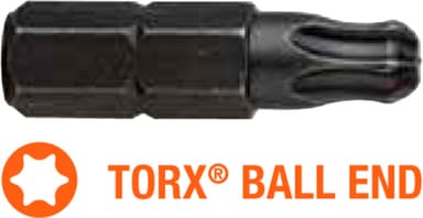 Насадка викруткова USH Industry : TORX T20K x 25 мм BallEnd заокруглена, Уп. 5 шт.