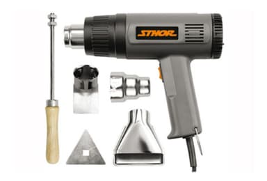Фен технічний мережевий- 230 В STHOR: 1/1.5 кВт, 2 темпер. режими-300/ 500 °C, 4 сопла і скребок [5]