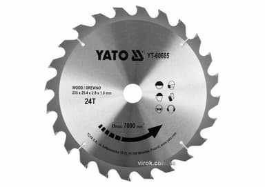 Диск пиляльний победітовий по дереву YATO: 235x25.4x2.8x1.8 мм, 24 зубці, R.P.M до 7000 1/хв [10/20]