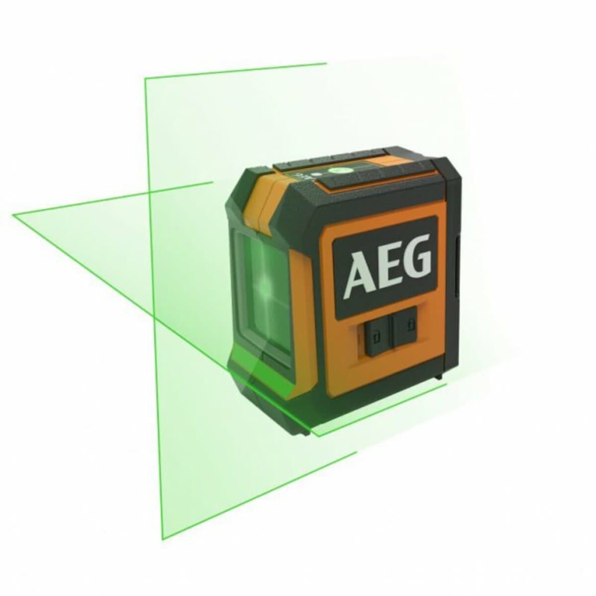 Нівелір лазерний AEG; дальність- 20 м, точність- 0,4 мм/1м, гориз. і вертик. зелені промені з облад.