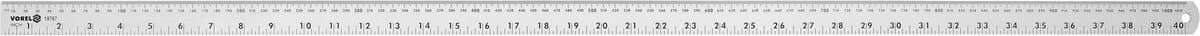 Лінійка алюмінієва VOREL, l= 1 м, w= 28 мм з дюймовою і метричною шкалами [10/100]