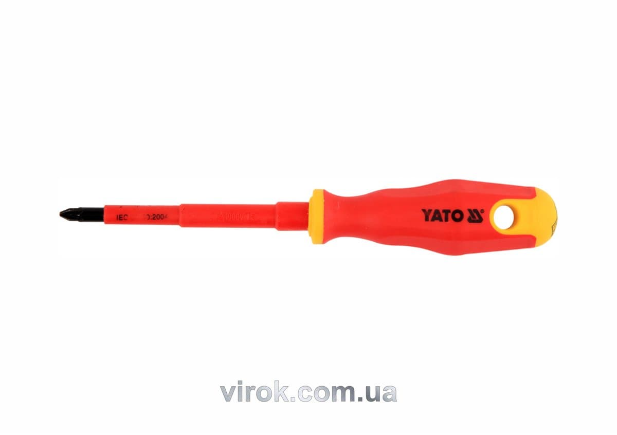 Викрутка хрестова діелектрична ізольована YATO : PZ2 x 100 мм. VDE до 1000V [12/120]