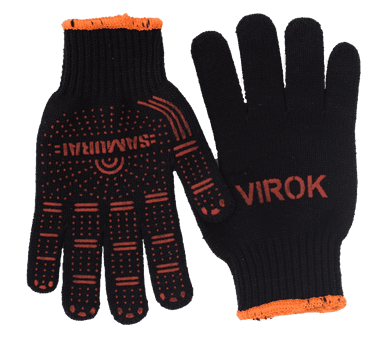 Рукавиці трикотажні SAMURAI з двостороннім ПВХ (10 клас,бавовна 40%,поліестр 60%)розм.10