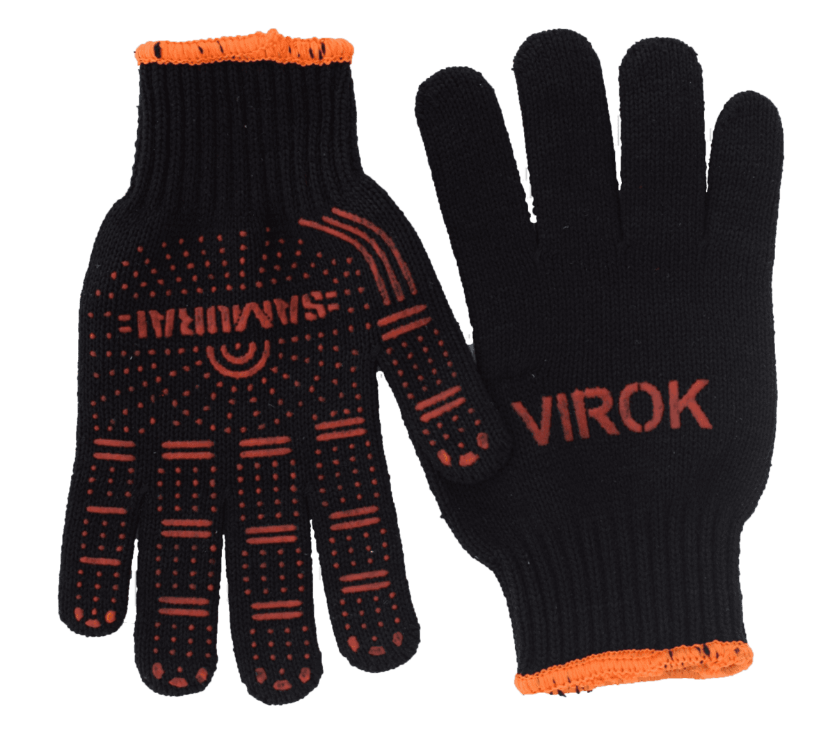 Рукавиці трикотажні SAMURAI з двостороннім ПВХ (10 клас,бавовна 40%,поліестр 60%)розм.10